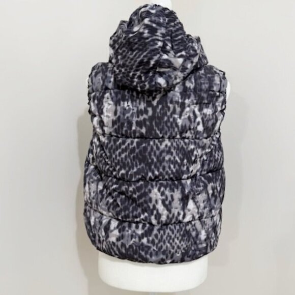 Calvin Klein Performance Puffer Vest Black Gray Animal Print Hooded Women's M - Picture 3 of 6